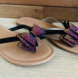 INC Flat Sandals Bow Thong Rainbow Flip Flop